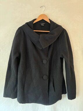 Sandro Black Wool Cowl Neck Jacket Large